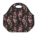 Pink Floral Flower Pattern Print Neoprene Lunch Bag