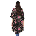 Pink Floral Flower Pattern Print Open Front Beach Cover Up