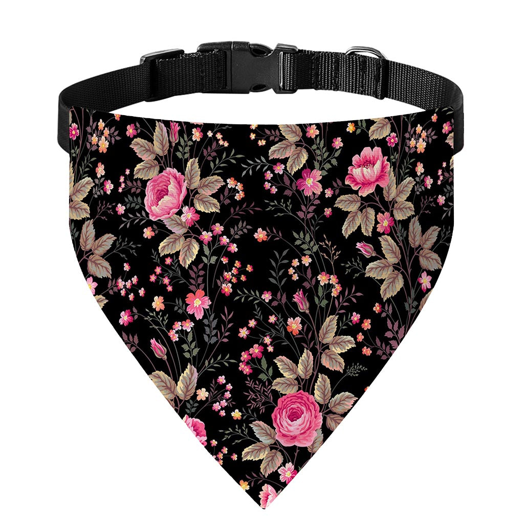 Pink Floral Flower Pattern Print Over The Collar Dog Bandana