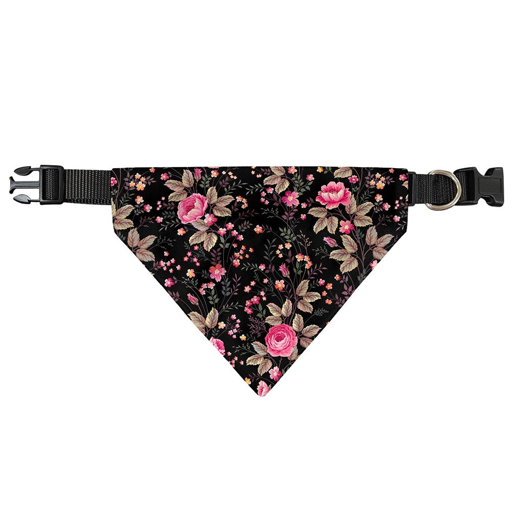 Pink Floral Flower Pattern Print Over The Collar Dog Bandana