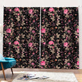 Pink Floral Flower Pattern Print Pencil Pleat Curtains