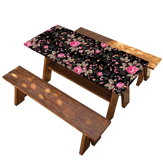 Pink Floral Flower Pattern Print Picnic Table Cover