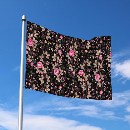 Pink Floral Flower Pattern Print Polyester Flag
