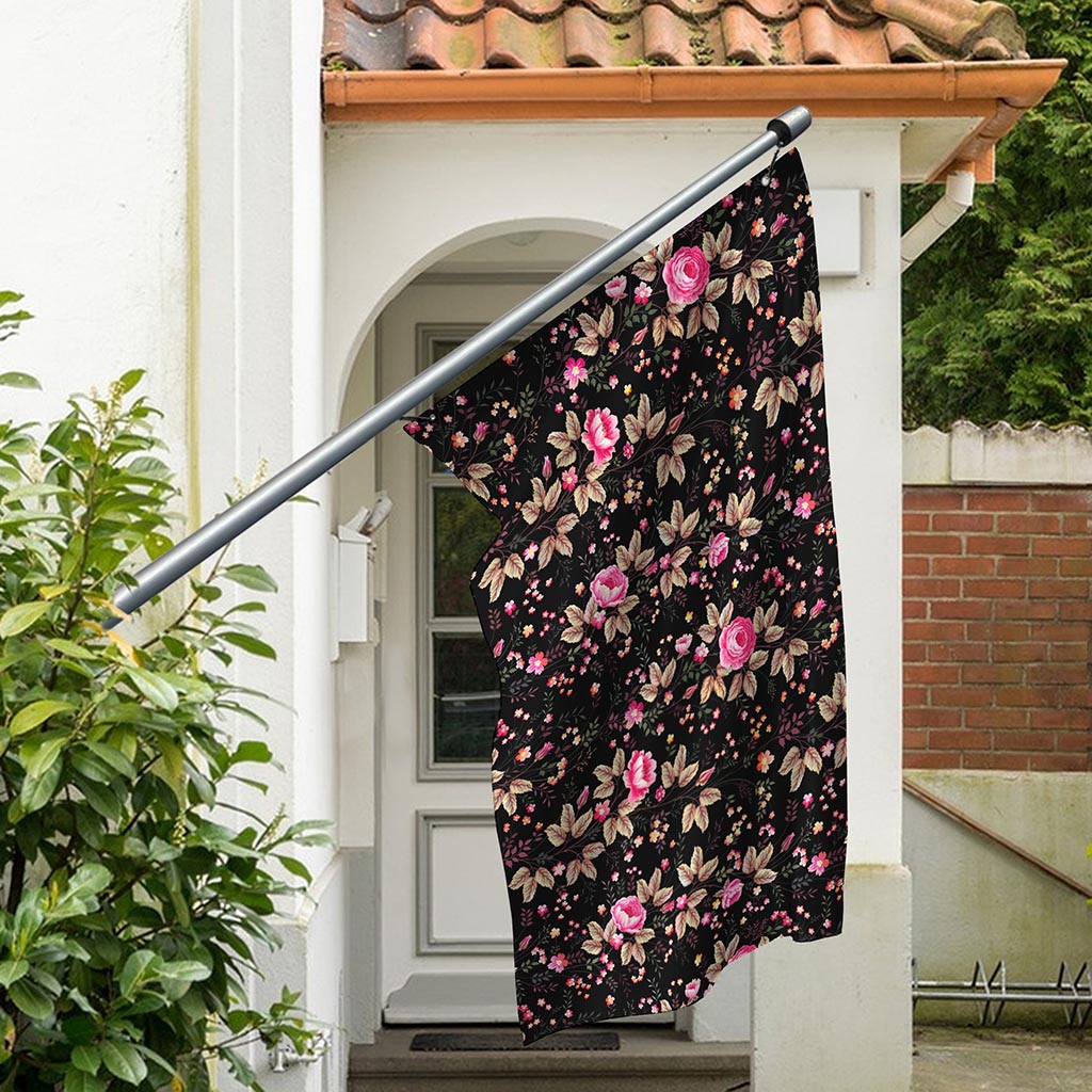 Pink Floral Flower Pattern Print Polyester Flag