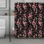 Pink Floral Flower Pattern Print Polyester Shower Curtain