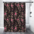 Pink Floral Flower Pattern Print Premium Shower Curtain
