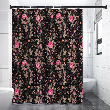 Pink Floral Flower Pattern Print Premium Shower Curtain