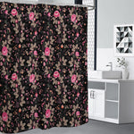 Pink Floral Flower Pattern Print Premium Shower Curtain