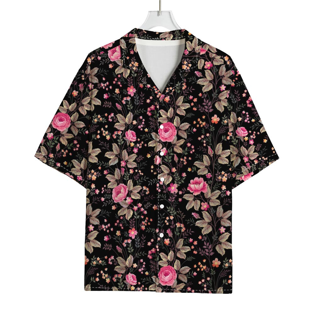 Pink Floral Flower Pattern Print Rayon Hawaiian Shirt