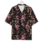 Pink Floral Flower Pattern Print Rayon Hawaiian Shirt