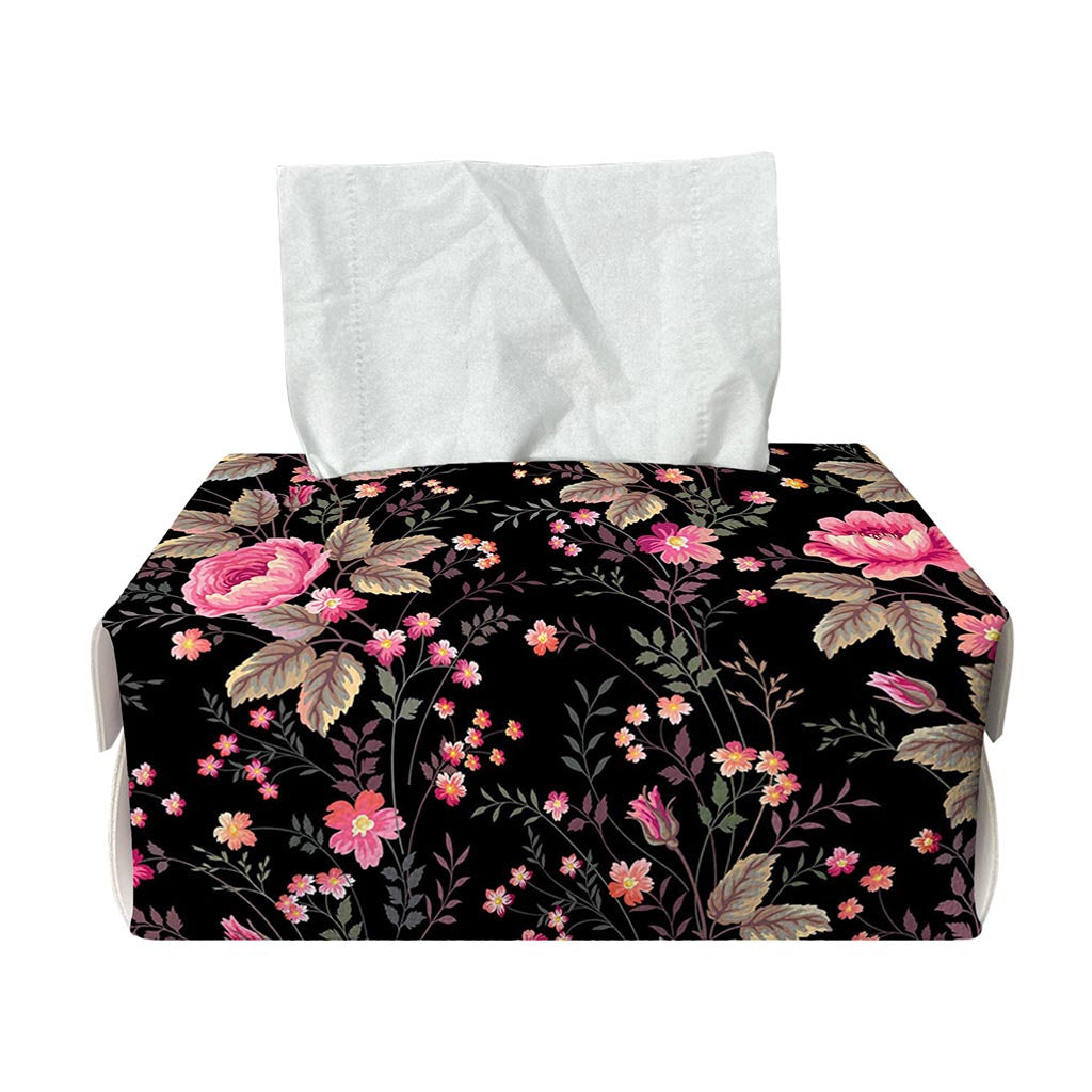 Pink Floral Flower Pattern Print Rectangle Tissue Box Cover