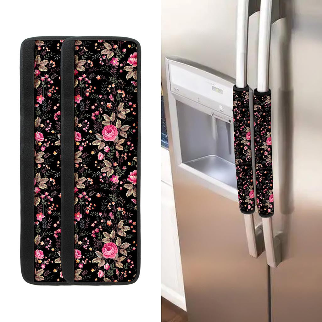 Pink Floral Flower Pattern Print Refrigerator Handle Covers