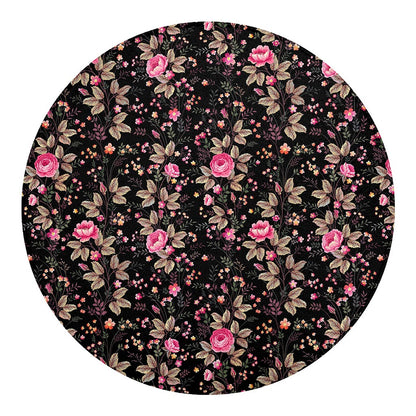 Pink Floral Flower Pattern Print Round Blanket