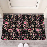 Pink Floral Flower Pattern Print Rubber Doormat
