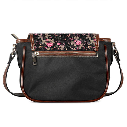 Pink Floral Flower Pattern Print Saddle Bag
