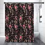 Pink Floral Flower Pattern Print Shower Curtain