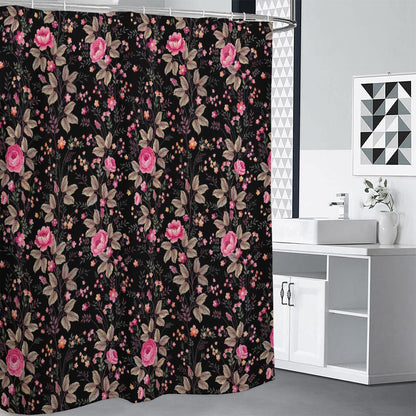 Pink Floral Flower Pattern Print Shower Curtain