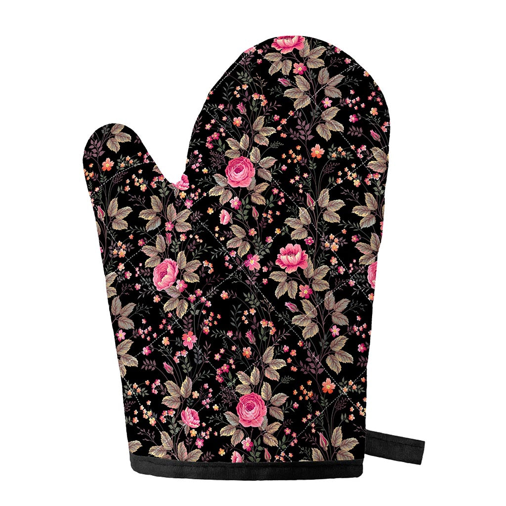 Pink Floral Flower Pattern Print Single Oven Mitt