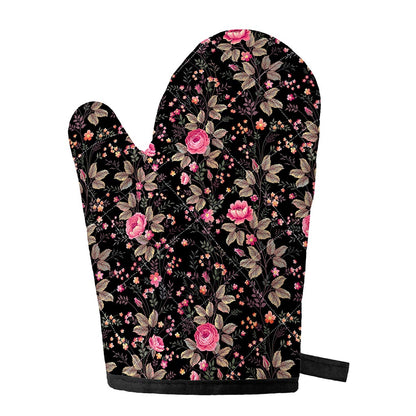 Pink Floral Flower Pattern Print Single Oven Mitt