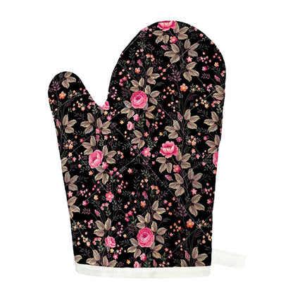 Pink Floral Flower Pattern Print Single Oven Mitt