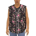 Pink Floral Flower Pattern Print Sleeveless Baseball Jersey