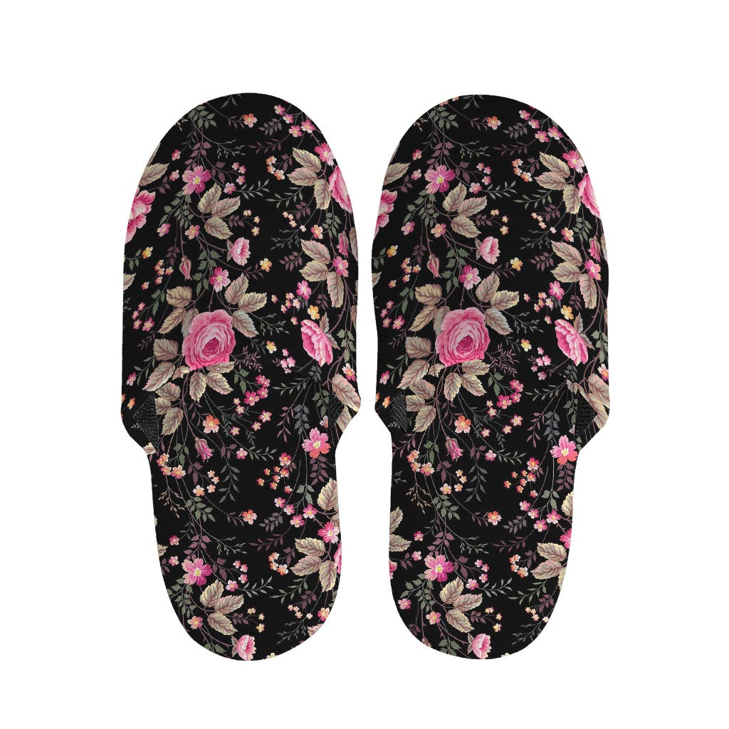 Pink Floral Flower Pattern Print Slippers