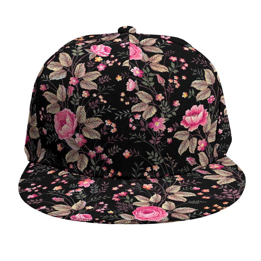 Pink Floral Flower Pattern Print Snapback Cap