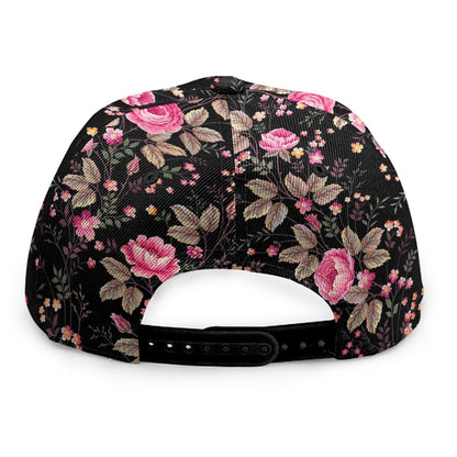 Pink Floral Flower Pattern Print Snapback Cap