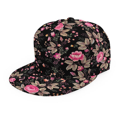 Pink Floral Flower Pattern Print Snapback Cap