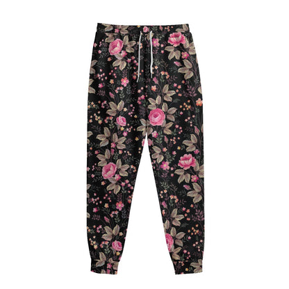 Pink Floral Flower Pattern Print Sweatpants