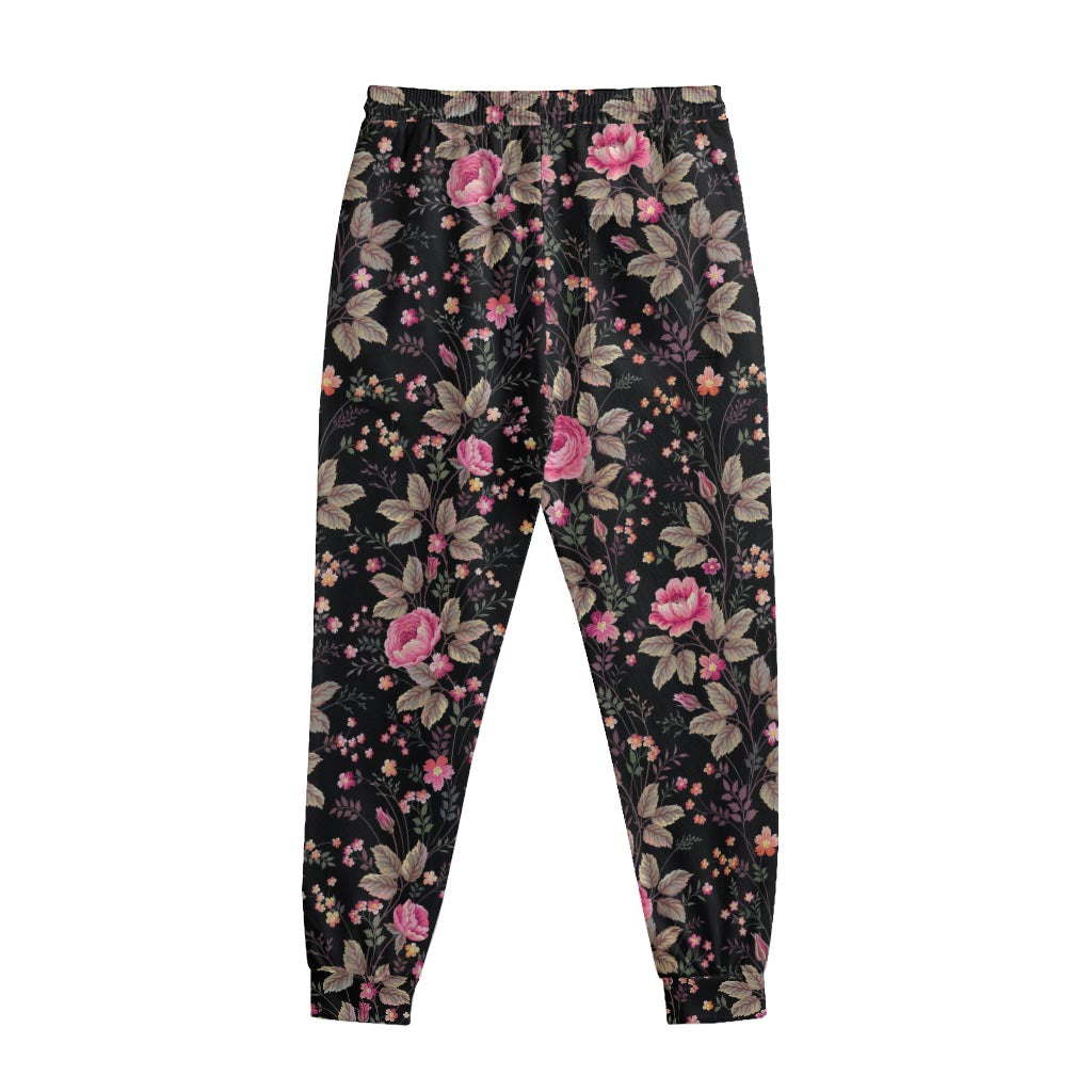 Pink Floral Flower Pattern Print Sweatpants