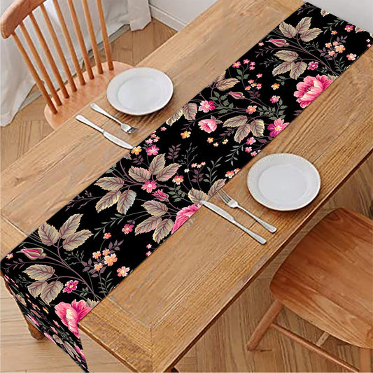 Pink Floral Flower Pattern Print Table Runner
