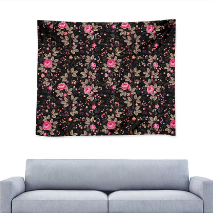 Pink Floral Flower Pattern Print Tapestry