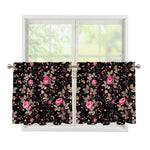 Pink Floral Flower Pattern Print Tier Curtains