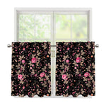 Pink Floral Flower Pattern Print Tier Curtains