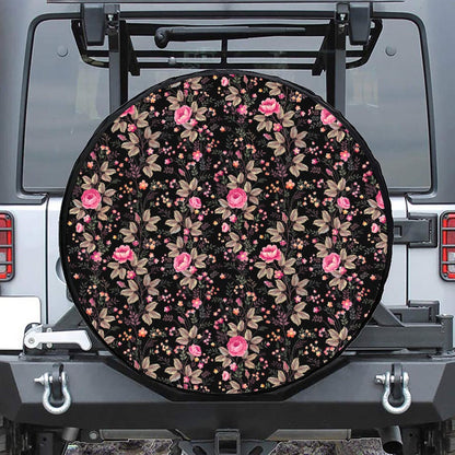 Pink Floral Flower Pattern Print Tire Cover
