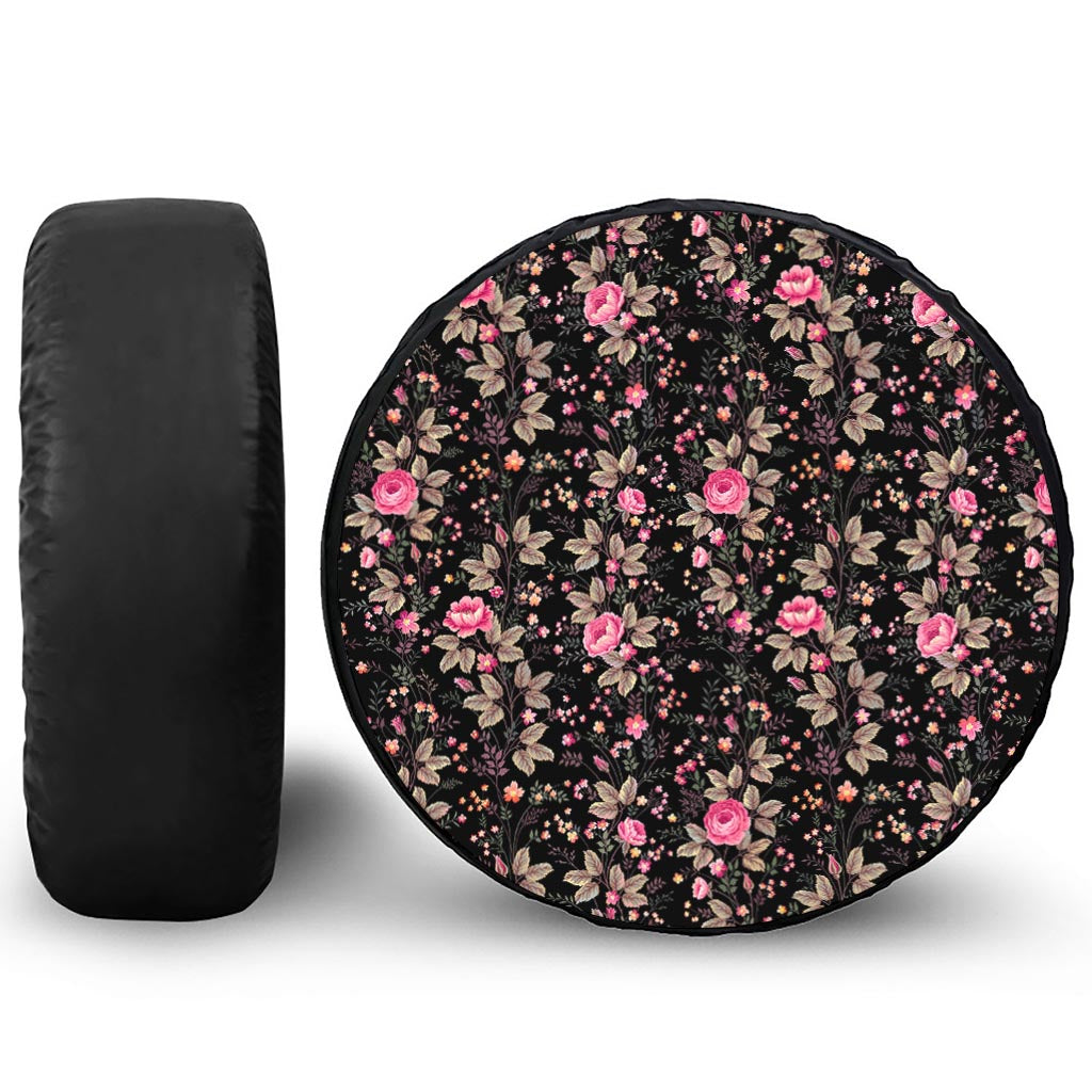 Pink Floral Flower Pattern Print Tire Cover