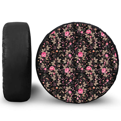 Pink Floral Flower Pattern Print Tire Cover