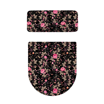 Pink Floral Flower Pattern Print Toilet Lid And Tank Cover Set