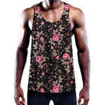 Pink Floral Flower Pattern Print Training Tank Top
