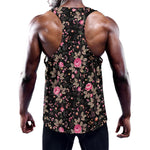 Pink Floral Flower Pattern Print Training Tank Top