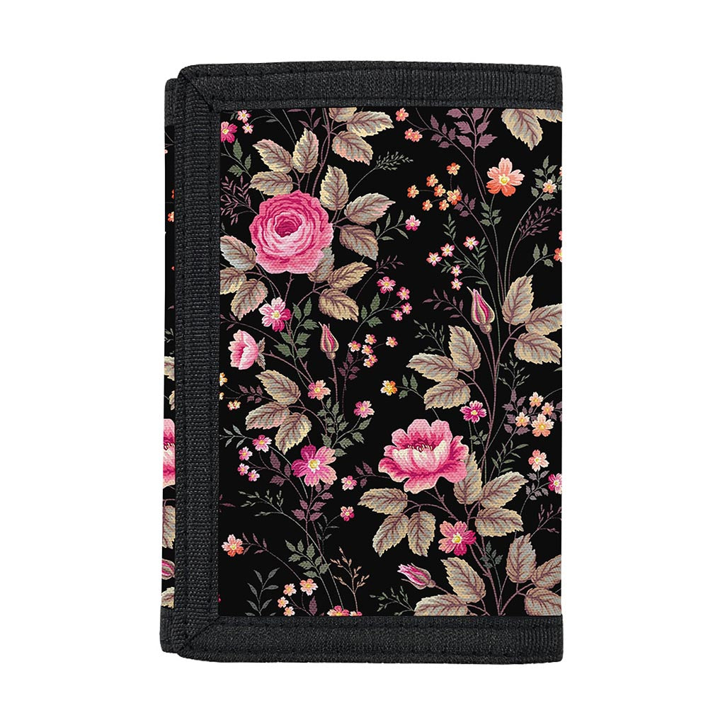 Pink Floral Flower Pattern Print Trifold Wallet