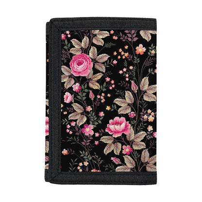 Pink Floral Flower Pattern Print Trifold Wallet