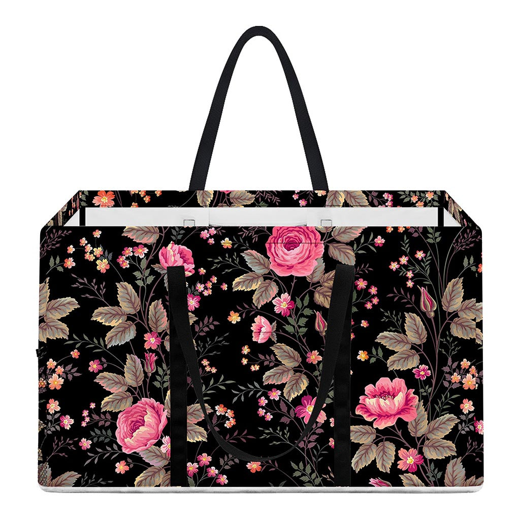 Pink Floral Flower Pattern Print Utility Tote Bag