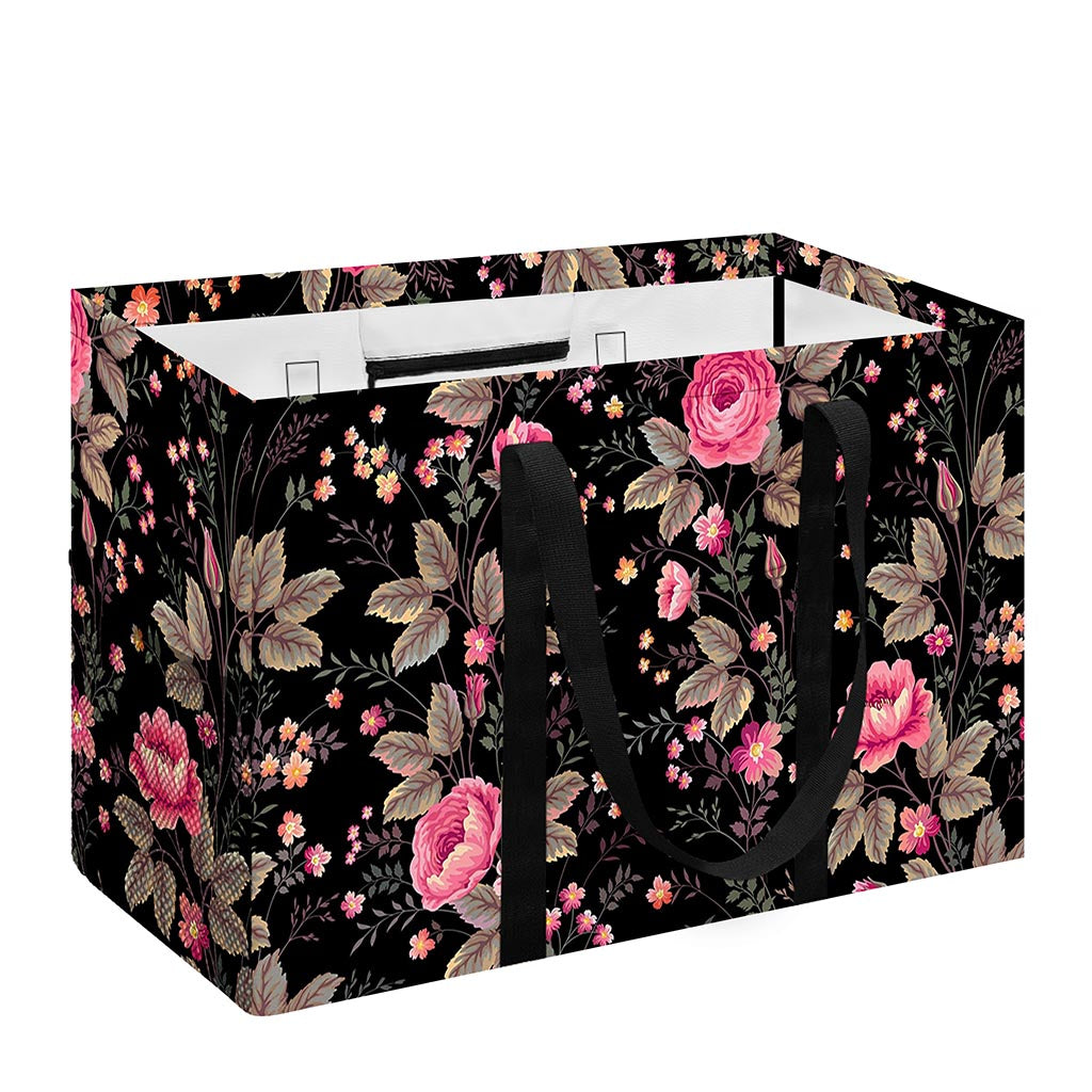 Pink Floral Flower Pattern Print Utility Tote Bag