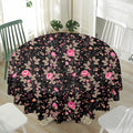 Pink Floral Flower Pattern Print Waterproof Round Tablecloth