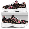 Pink Floral Flower Pattern Print White Chunky Shoes