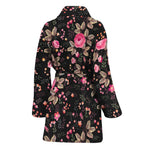 Pink Floral Flower Pattern Print Women's Bathrobe