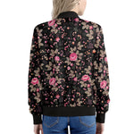 Pink Floral Flower Pattern Print Women's Bomber Jacket