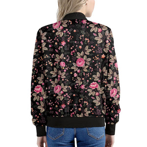 Pink Floral Flower Pattern Print Women's Bomber Jacket